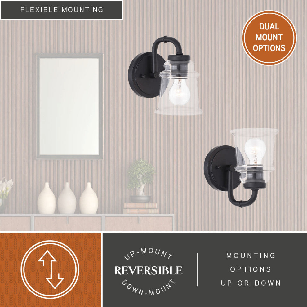 Vaxcel Toledo 1-LT Black Industrial Bathroom Vanity W0348 - Matte Black