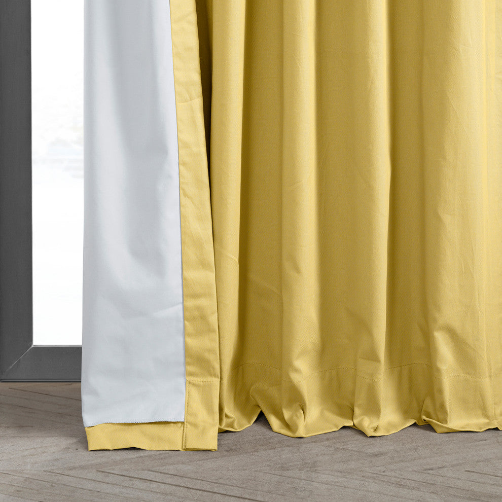 Solid Cotton Blackout Curtain Single Panel, Light Ochre, 50w X 108l