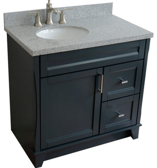 37" Single Sink Vanity, Dark Gray Finish With Gray Granite