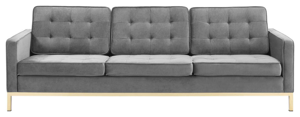 Loft Gold Stainless Steel Leg Performance Velvet Sofa