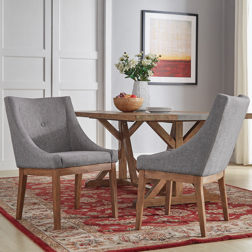 Keighley Button Tufted Dining Chair, Set of 2, Grey