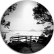 Full Moon Autumn Midnight In Black, Landscape Round Metal Wall Art, 36"