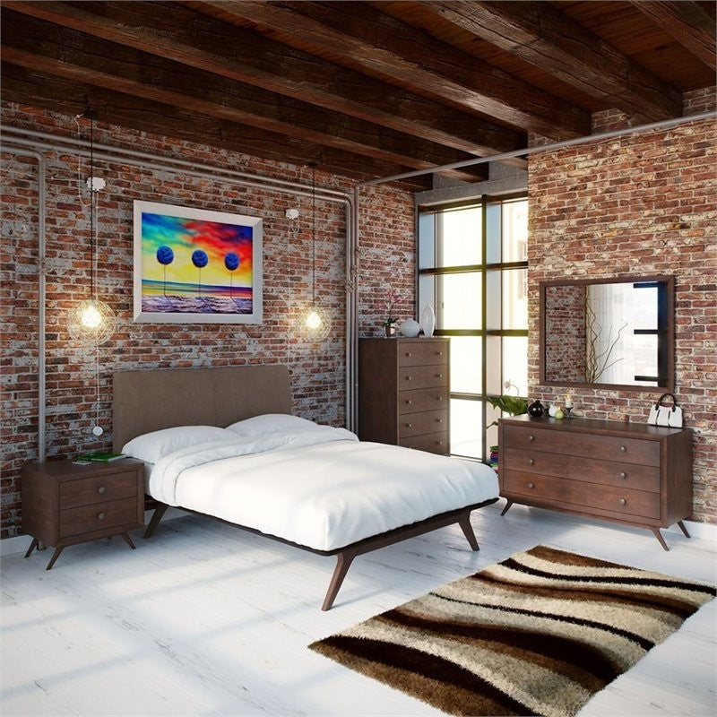 Modway Bedroom Tracy 5-Piece Queen Bedroom Set, Cappuccino/Brown
