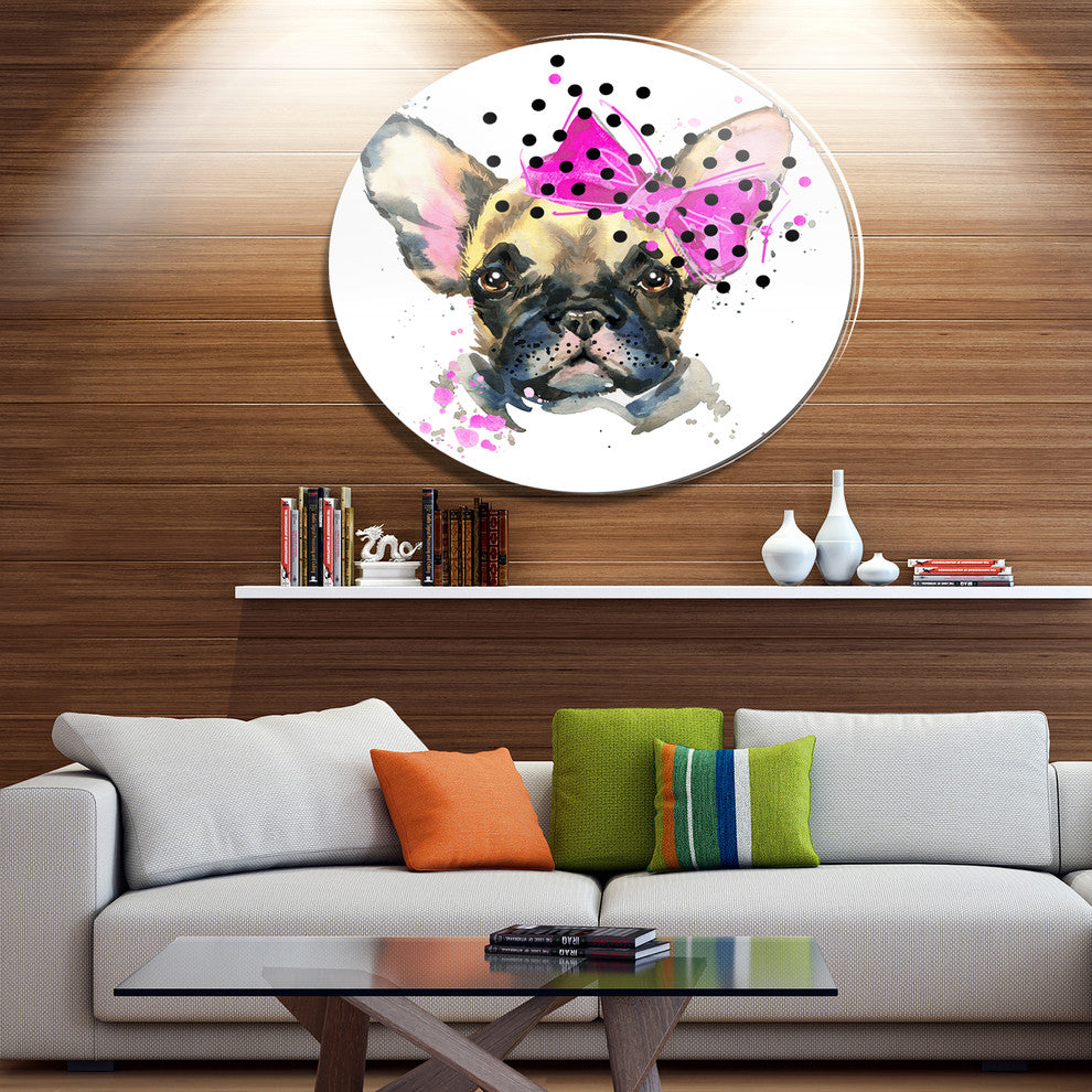 Fashionable French Bulldog, Animal Round Wall Art, 36"