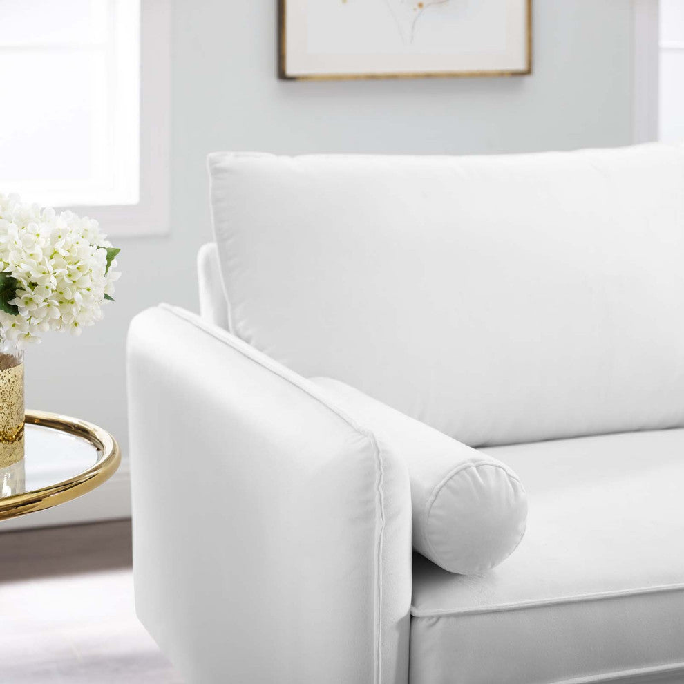 Sofa, Velvet, White, Modern, Living Lounge Room Hotel Lobby Hospitality
