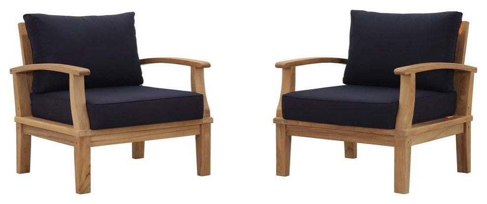 Marina 2 Piece Outdoor Patio Teak Set, Natural Navy