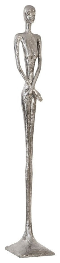 Skinny Female Sculpture, Liquid Silver