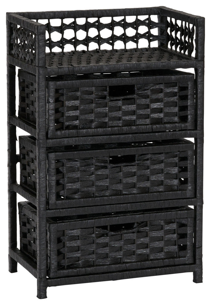 Woven 3 Drawer Chest With Cutout Handles
