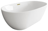 Aaron 59" Soaking Bathtub, Glossy White With Brushed Gold Trim