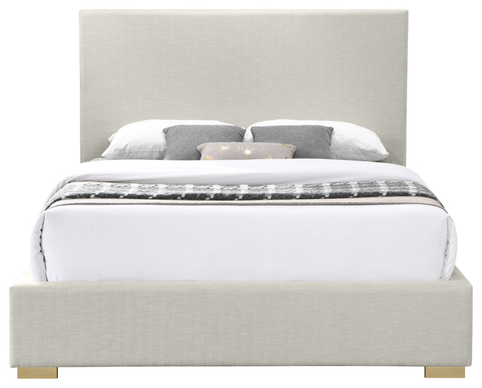 Crosby Linen Upholstered Bed, Beige, Queen