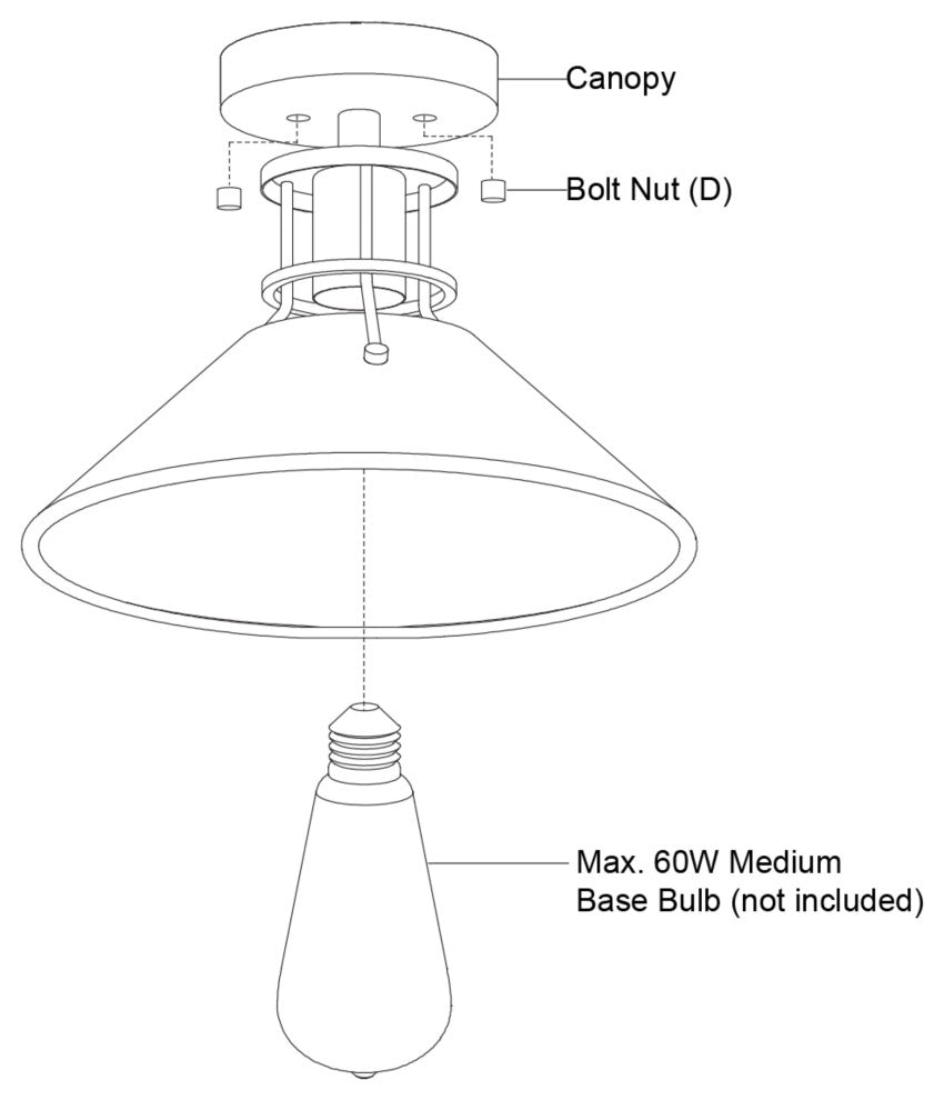 Canton 11.5" Semi-Flush Mount Black and Matte White