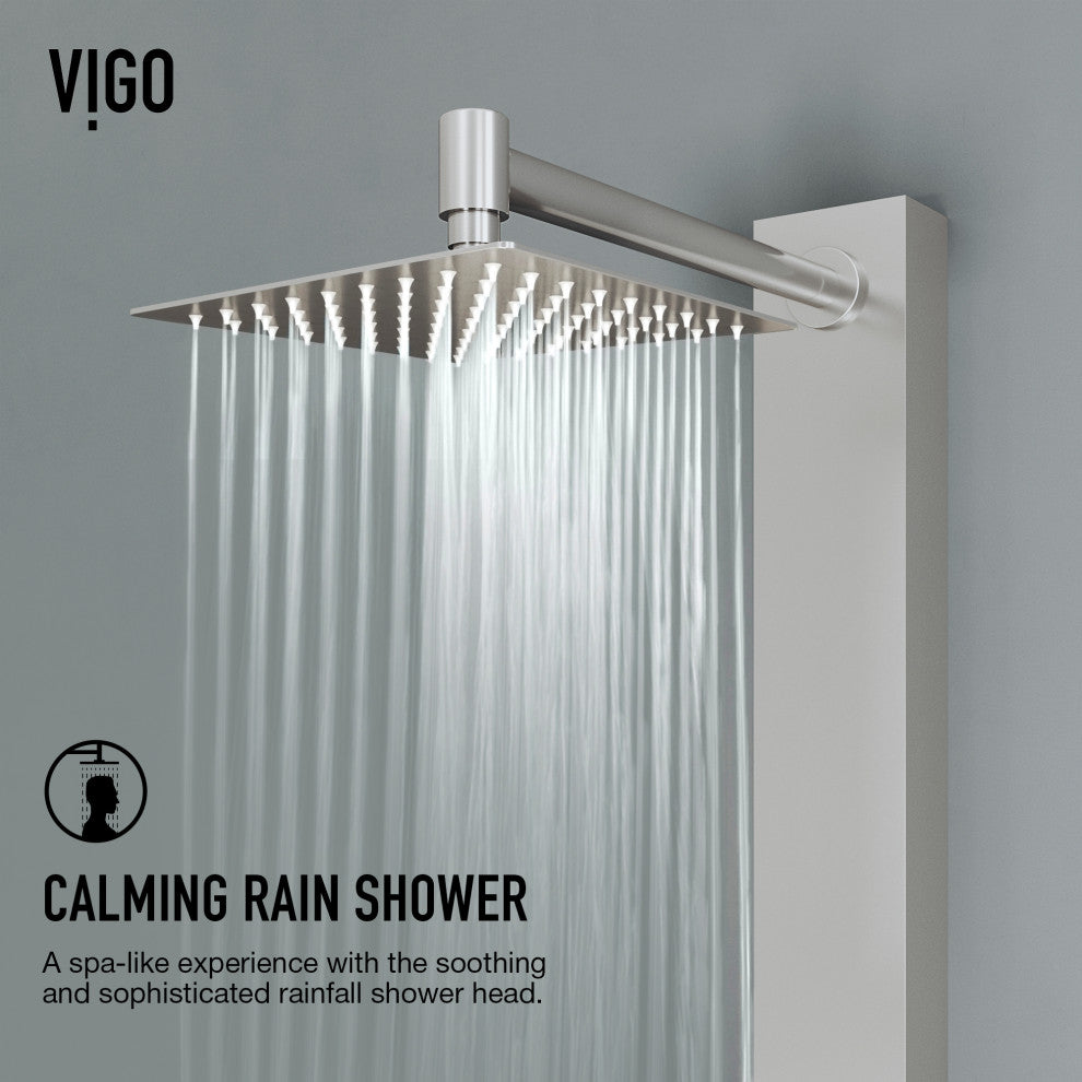 Sutton 58" H x 4" W 4-Jet Shower Panel with Square Shower Head, Stainless Steel