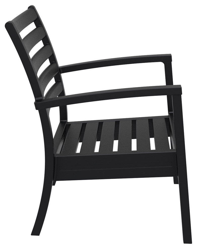 Artemis XL Club Chair, Set of 2, Black With Acrylic Fabric Charcoal Cushions