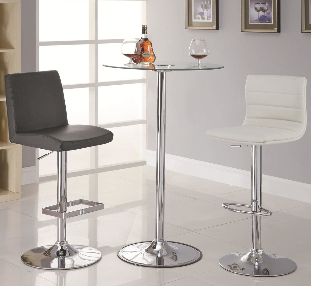 42" Transitioning LED Bar Table With Chrome Base and Glass Top