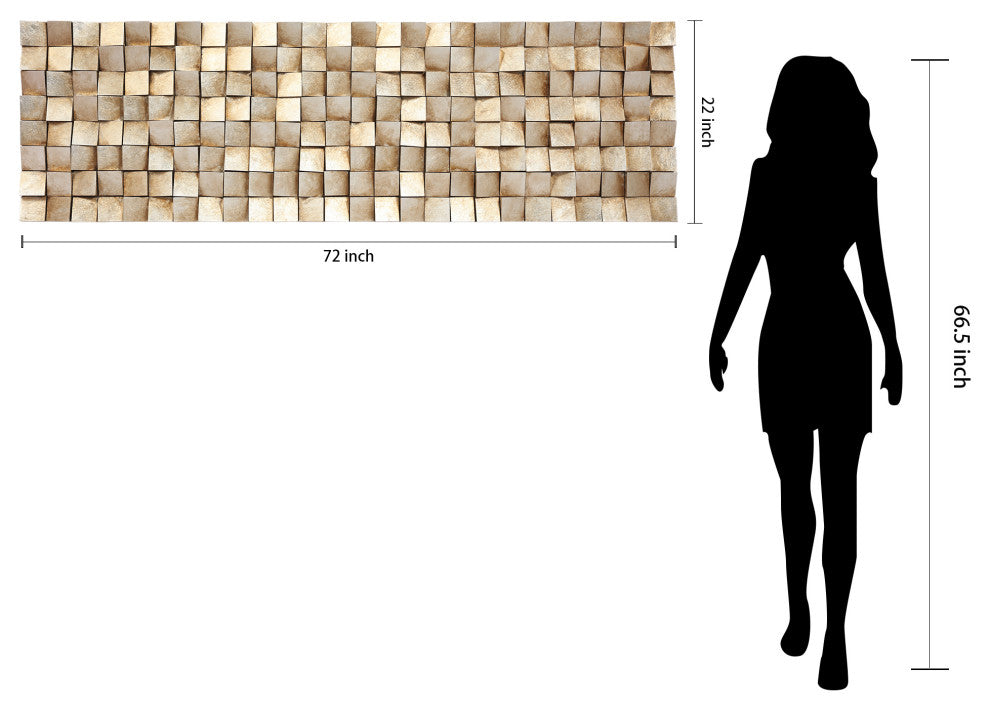 Textured 2 Hand Painted Rugged Blocks with Gold Leaf Wall Art, 72"x22"