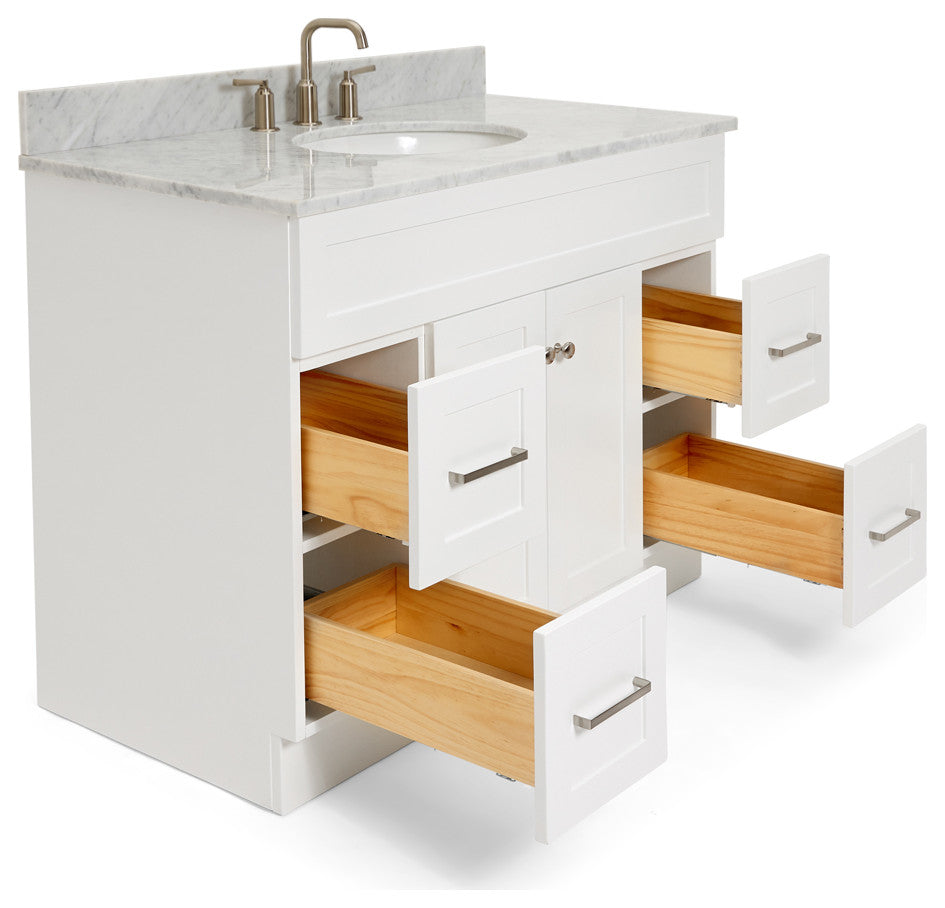 Ariel Hamlet 43" Oval Sink Bath Vanity, 0.75" Carrara Marble