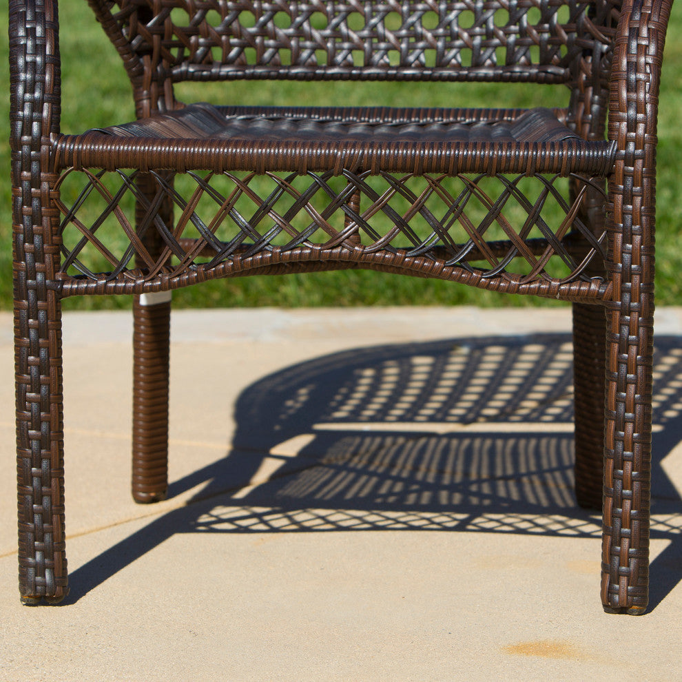 GDF Studio 7-Piece Ursula Outdoor Multi-Brown Wicker Dining Set