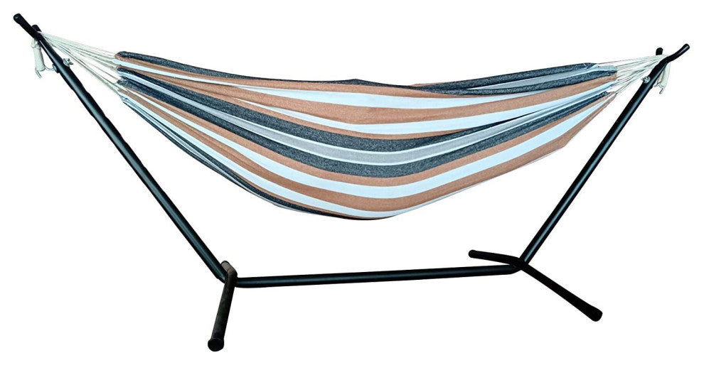 HomeRoots Sahara Stripe Classic 2 Person Hammock With Stand