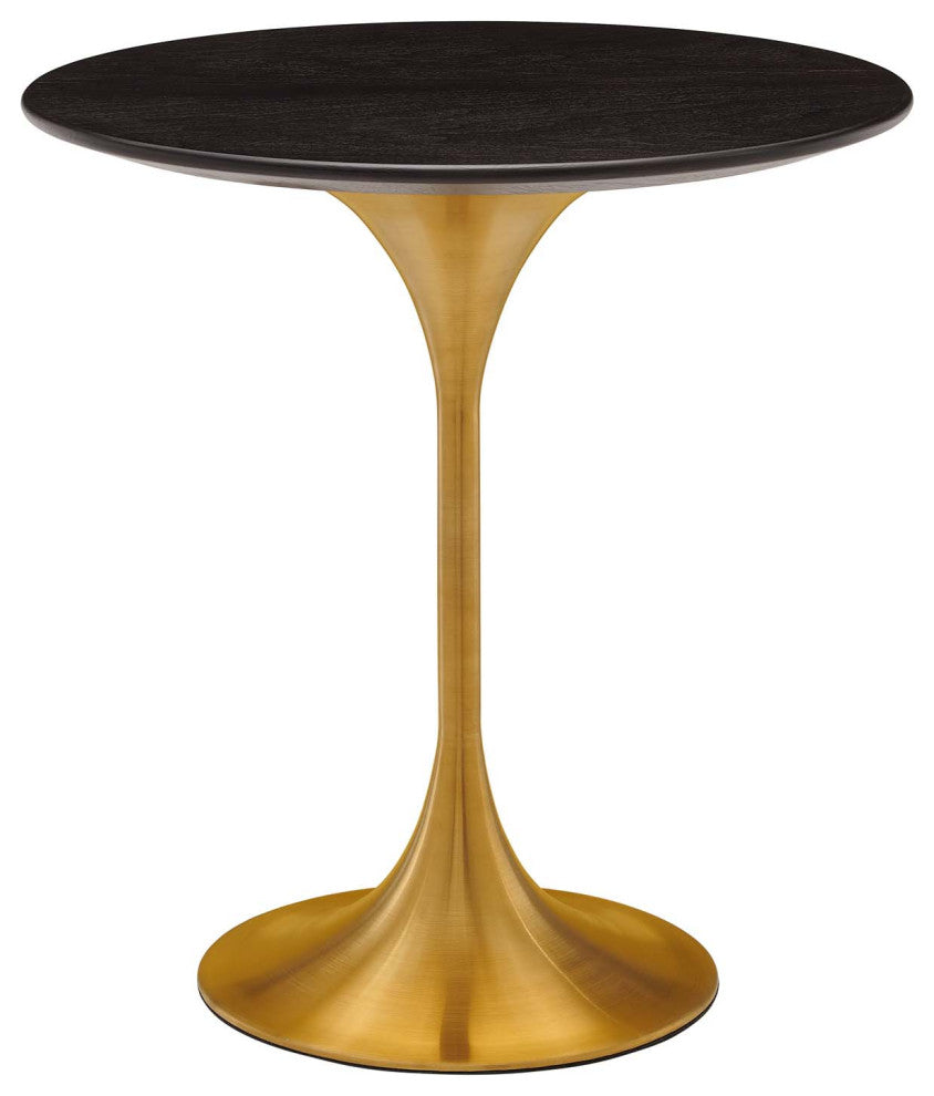 Sofa Side Table, Round, Gold Walnut, Metal, Modern, Lounge Hotel Hospitality