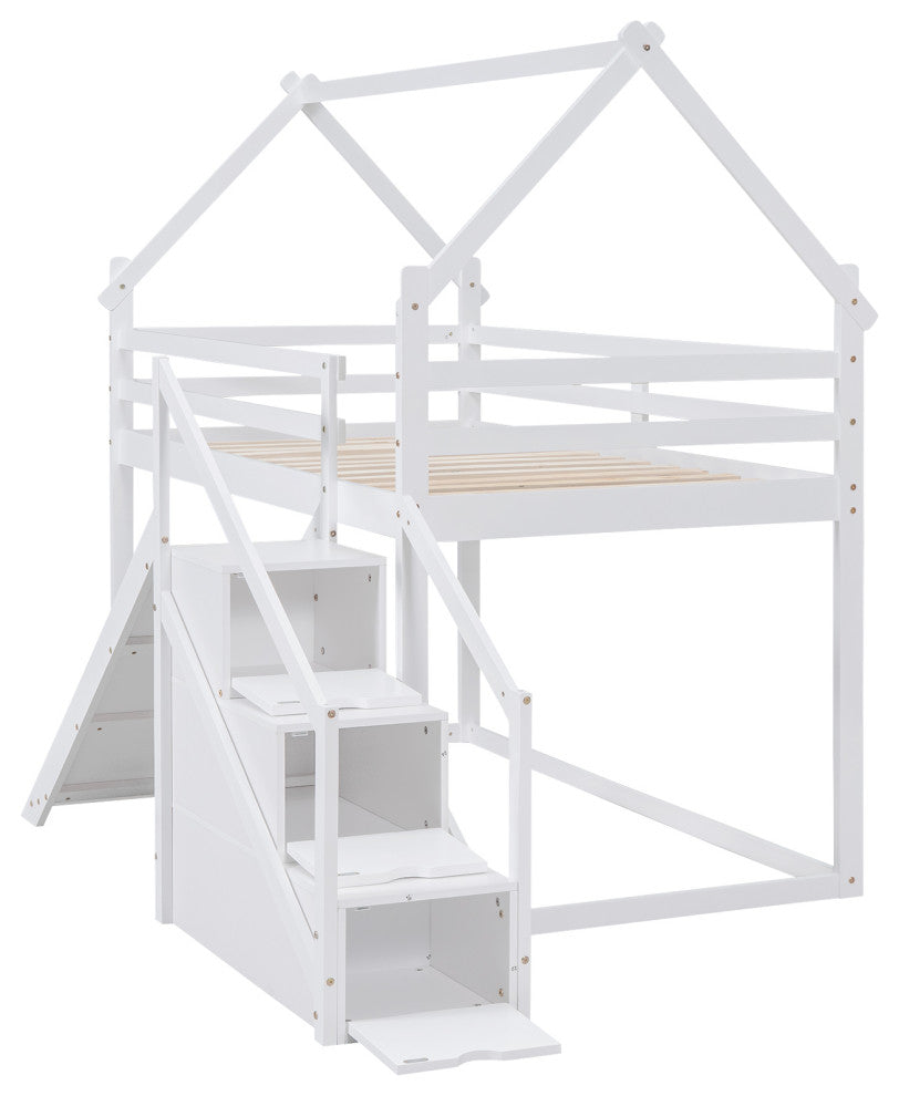 Gewnee Twin over Twin House Loft or Bunk Bed