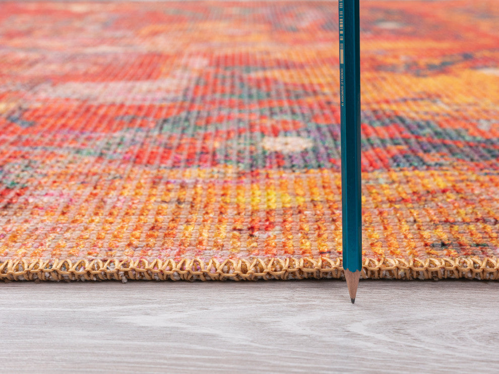 VER04 Vera Red Power Loomed Indoor Area Rug, Red, 7'6" X 10'