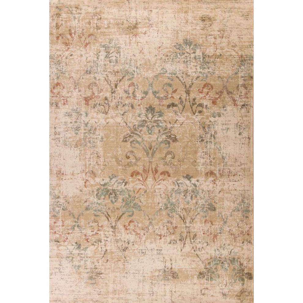 KAS Heritage 9351 Champagne Damask Area Rug, 7'7"x10'10"