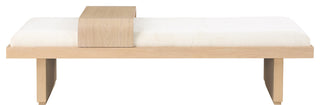 Arlington Chenille Fabric Upholstered Bench, Cream, Natural Finish