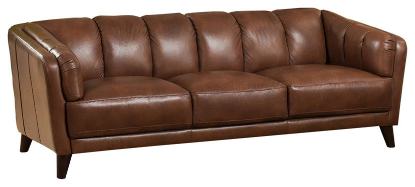 Frances Leather Craft Sofa, Brown