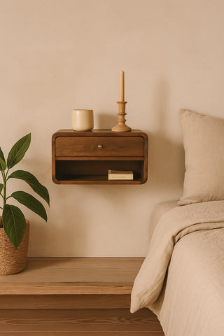Chestnut Curve Floating Nightsand