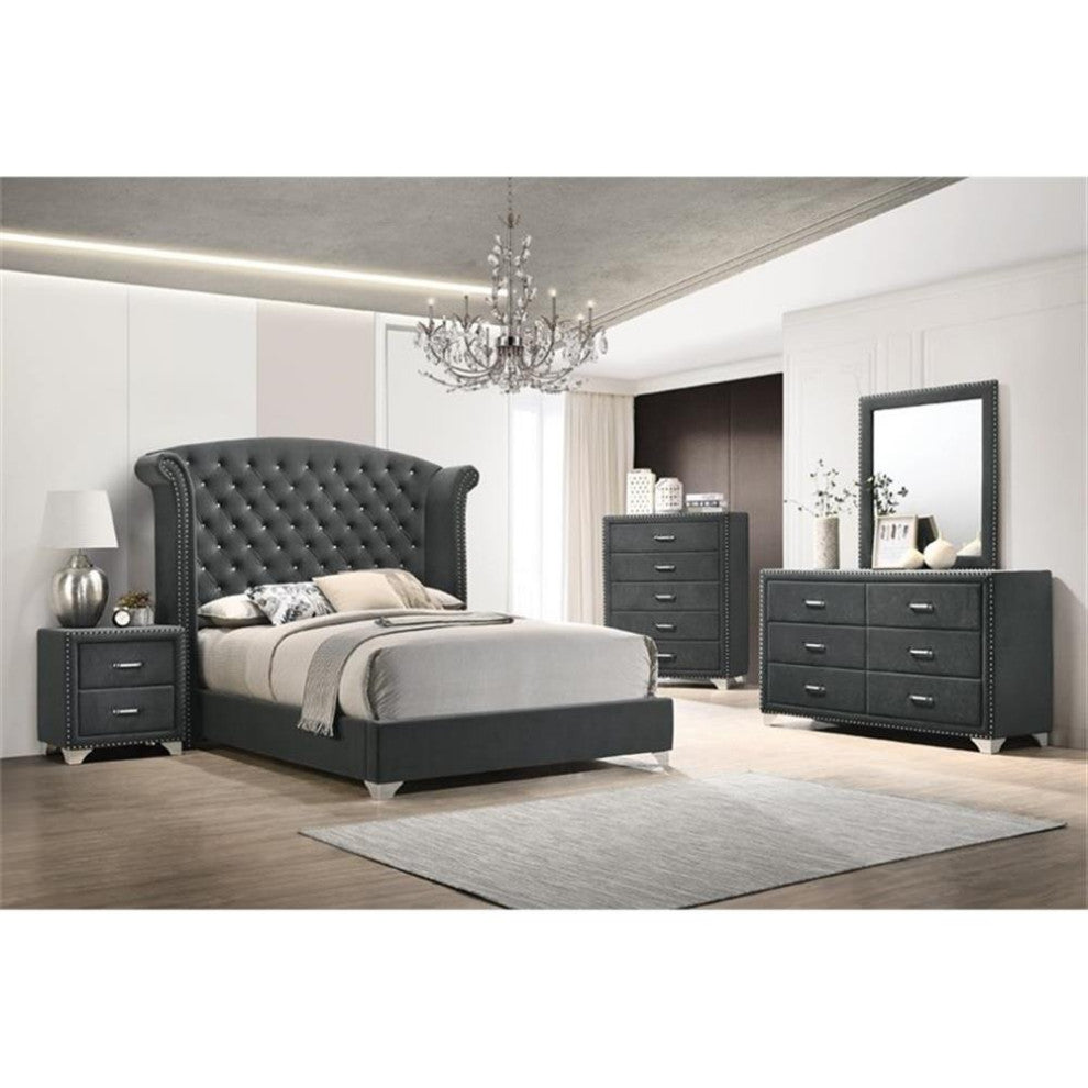 Coaster Melody 6-drawer Contemporary Velvet Upholstered Dresser in Gray