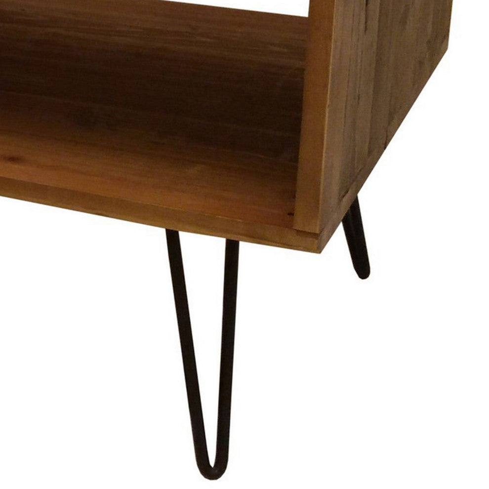Benzara BM288102 Modern Cocktail Coffee Table With Open Compartments, Brown