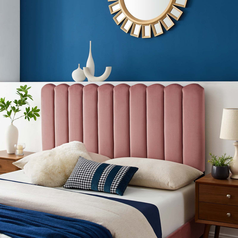 Headboard, Twin Size, Velvet, Pink, Modern Contemporary, Bedroom Master Suite