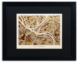 "Pittsburgh Street Map" Matted Framed Canvas Art by Michael Tompsett