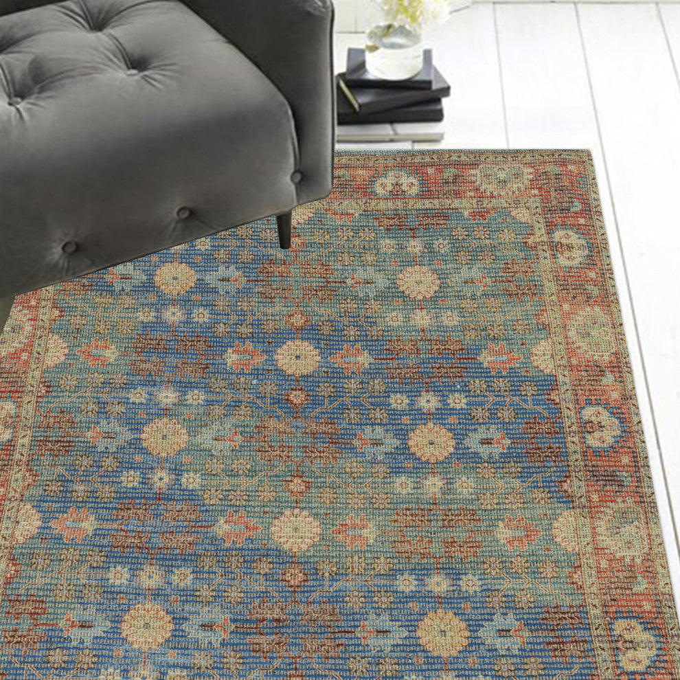 HomeRoots 7' x 9' Jute Blue or Red Area Rug