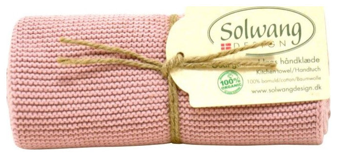 Danish Cotton Knitted Kitchen Towel Made With 100% Certified Organic Cotton, Organic Lt Smoky Rose