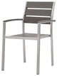 Side Dining Chair Armchair, Set of 2, Aluminum, Metal, Silver Gray, Outdoor