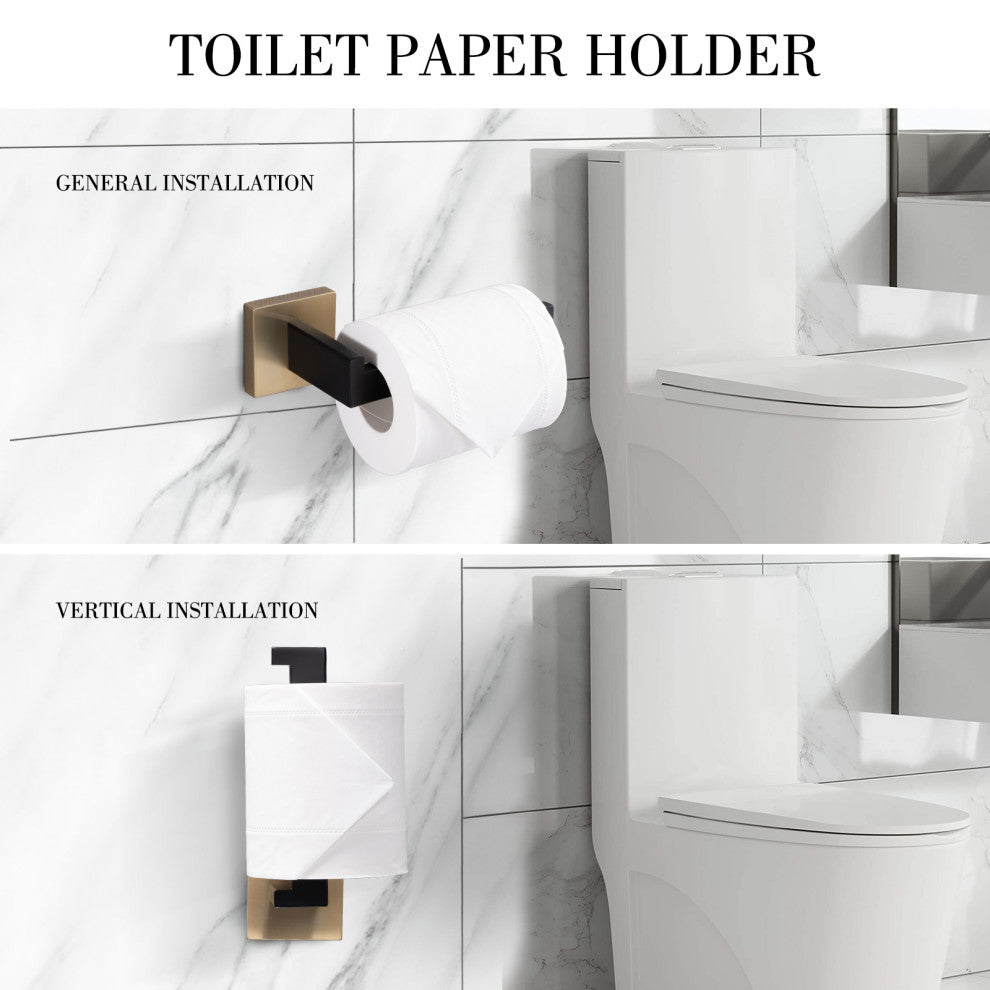 5-Piece Decorative Bathroom Hardware Set , Black Gold
