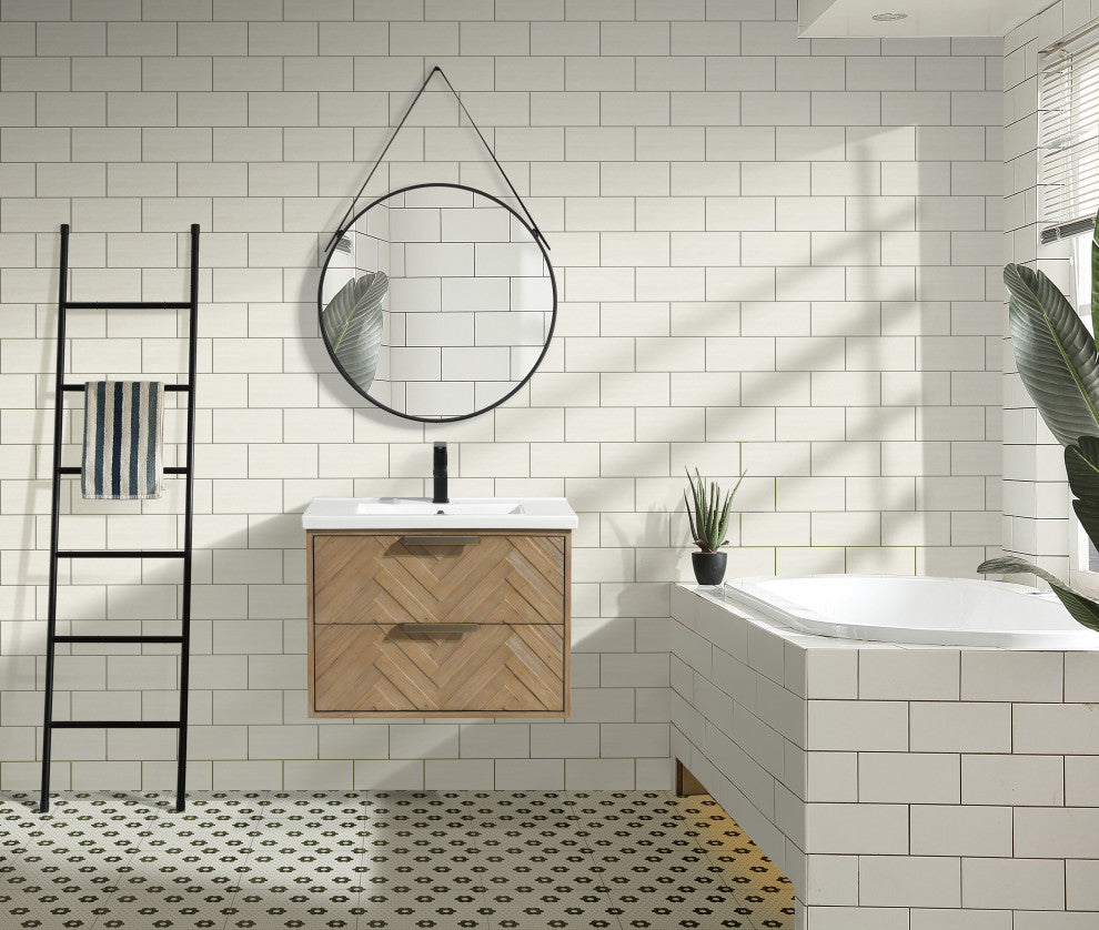 Ari Kitchen & Bath Carlsbad 30" Floating Bathroom Vanity Weathered Fir
