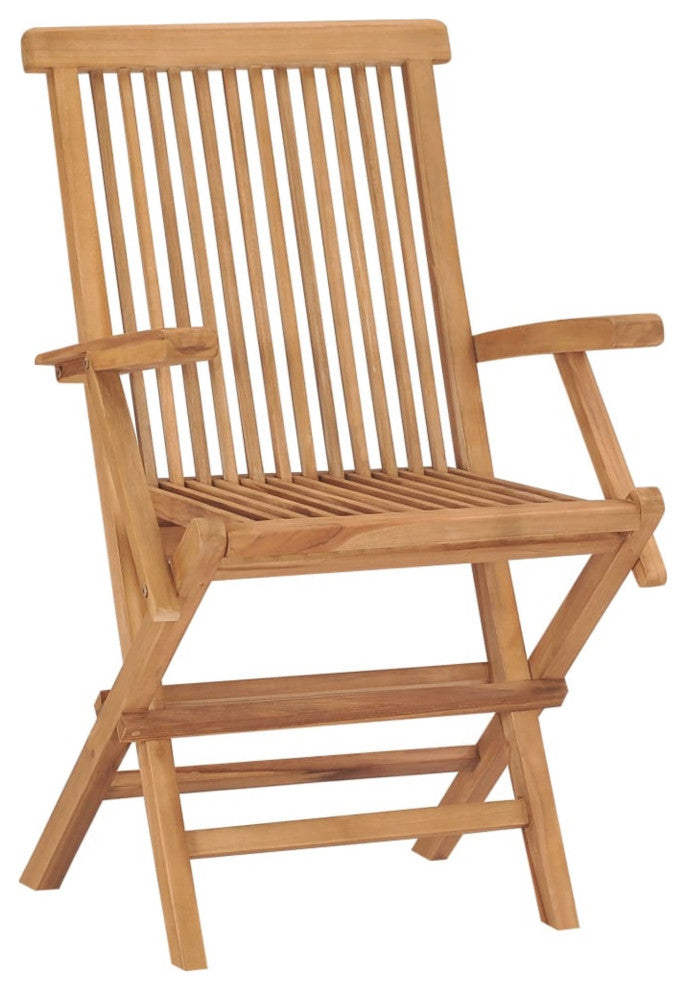 Vidaxl Garden Chairs With Gray Cushions 2-Piece Set Solid Teak Wood