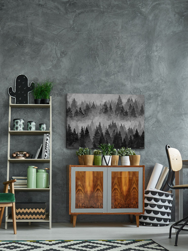 "Pine Forests" Painting Print on Wrapped Canvas, 30x20