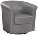 Marvel 360 Swivel Barrel Chair by Grafton Home, Charcoal Grey Faux Leather