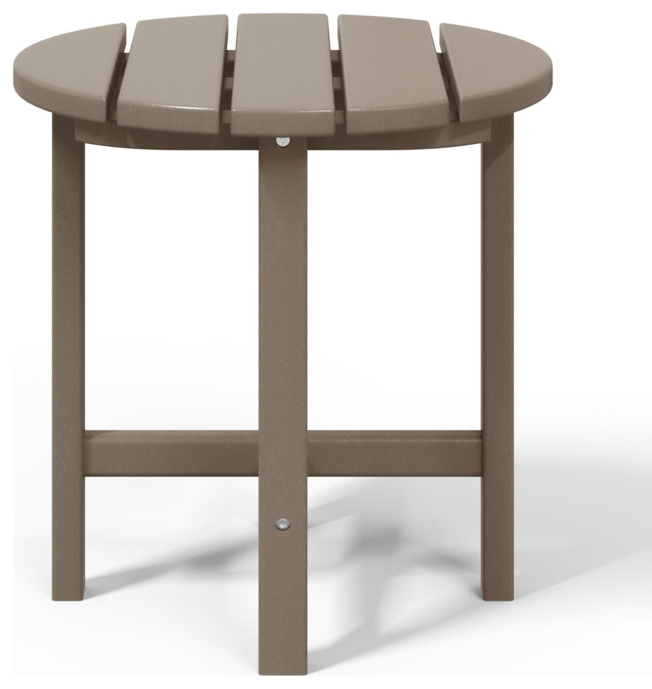 Adirondack Round Outdoor Side Table, Weathered Wood