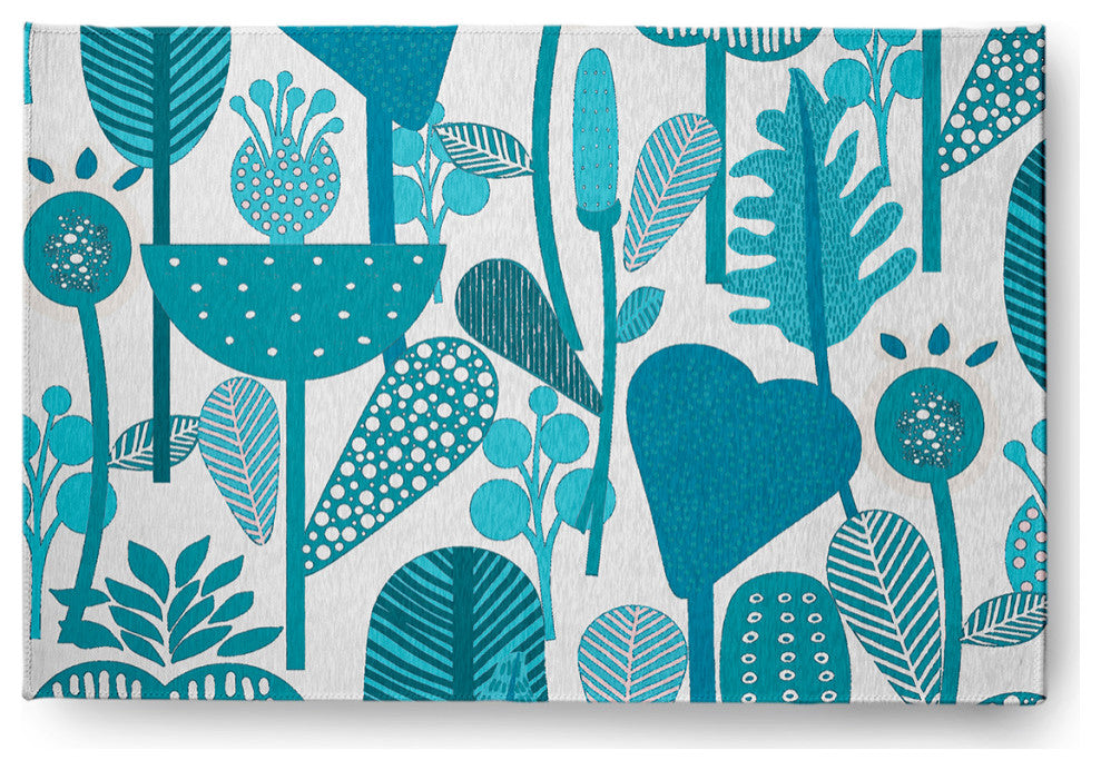 Flower Forest Spring Chenille Rug, Explorer Blue, 2'x3'