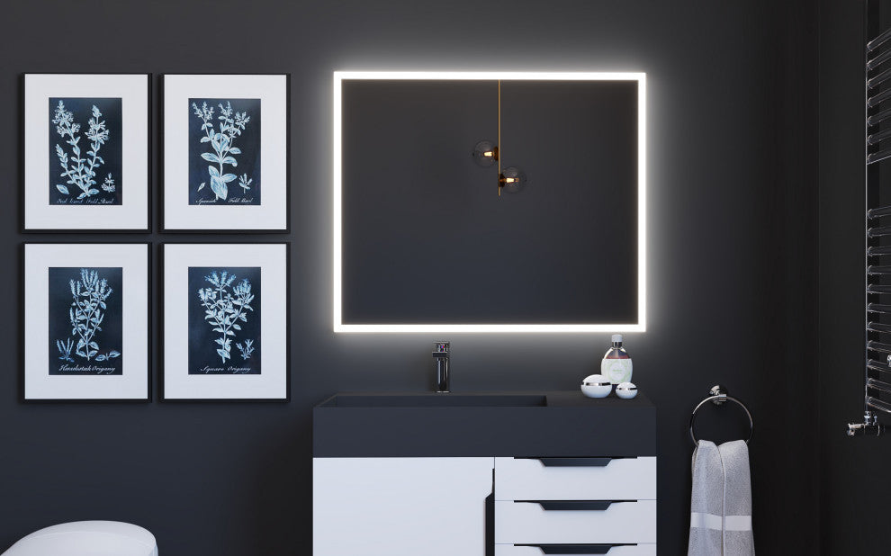 Smart Lisa Dimmable LED Bathroom Mirror With Voice Control, 36"x30"