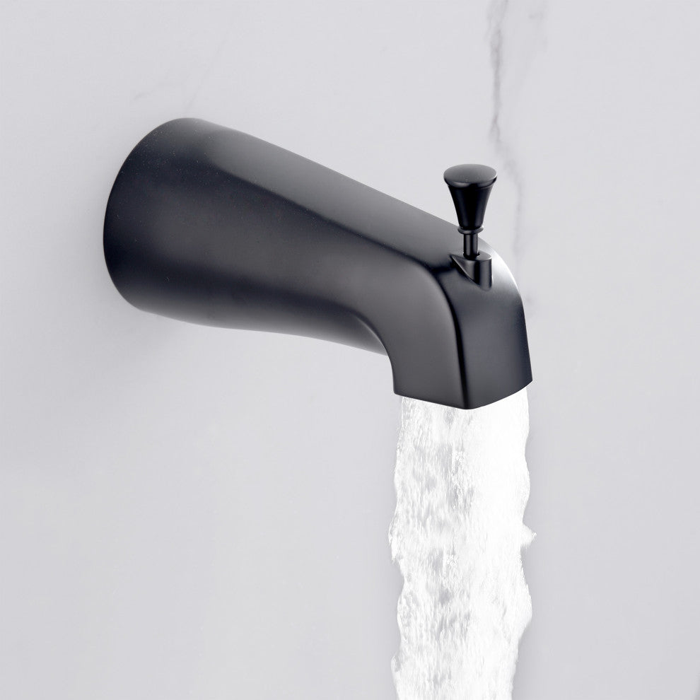 Luxier SS-C01-T-V Rainfall Shower Faucet With Valve and Spout, Matte Black