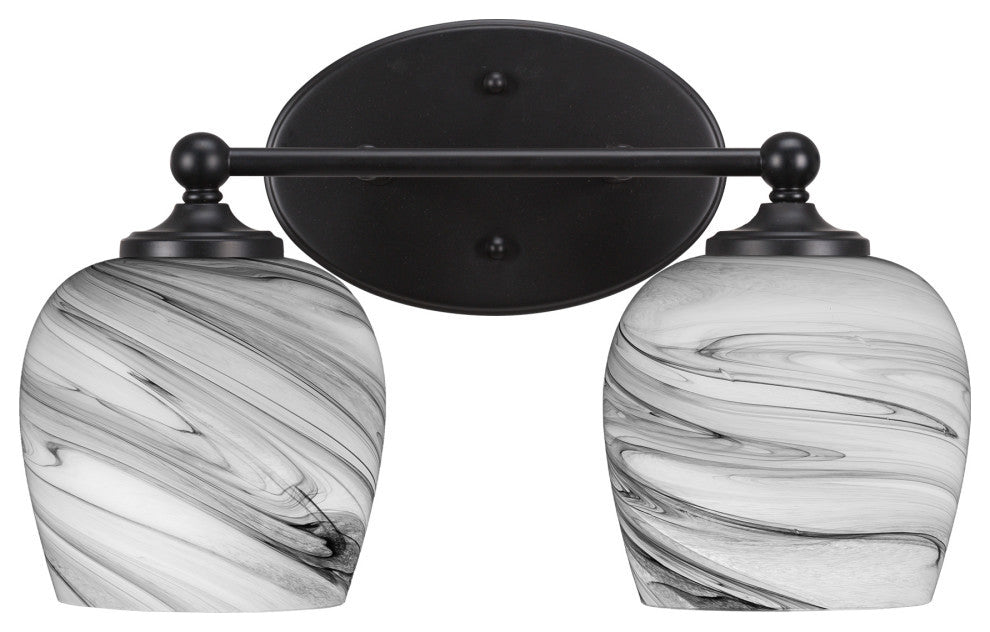 Capri 2-Light Bath Bar, Matte Black/Onyx Swirl