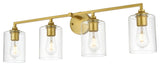 4 Light Brass And Clear Bath Sconce