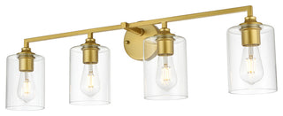 4 Light Brass And Clear Bath Sconce