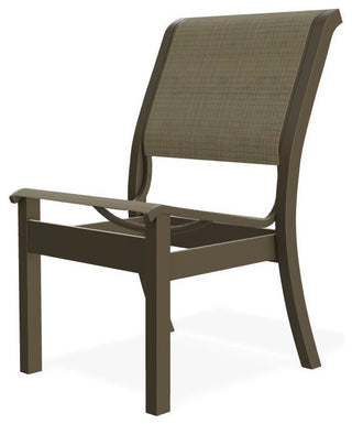 Leeward Sling Stackable Outdoor Dining Chair, Elevation Stone/Beachwood
