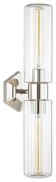 Roebling 2 Light Wall Sconce, Polished Nickel Finish, Clear Glass